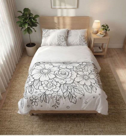 Zabah’s Brand™ Floral Dreams 3-Piece Color Or Create Quilt Set
