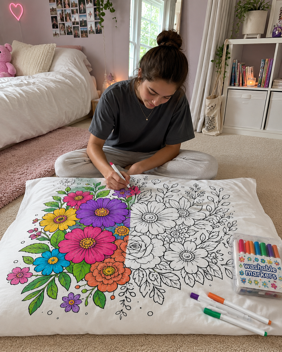 Zabah’s Brand™ Floral Dreams 3-Piece Color Or Create Quilt Set