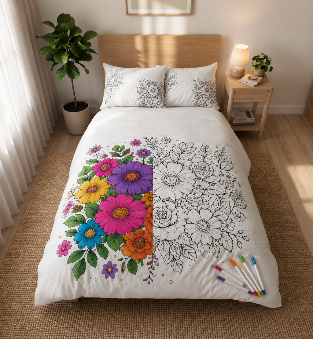 Zabah’s Brand™ Floral Dreams 3-Piece Color Or Create Quilt Set