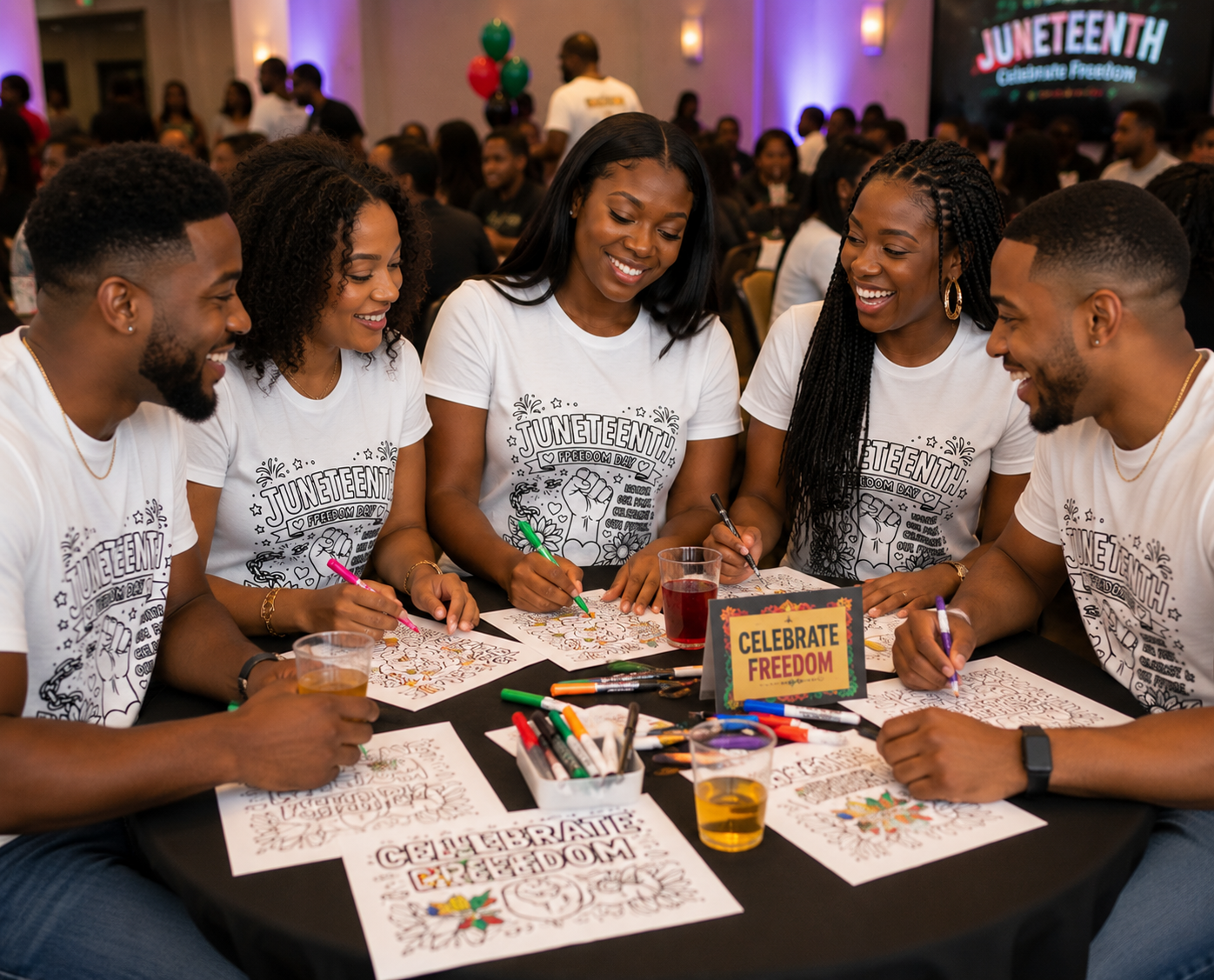 Zabah's Brand Juneteenth Freedom Day Coloring T-Shirt