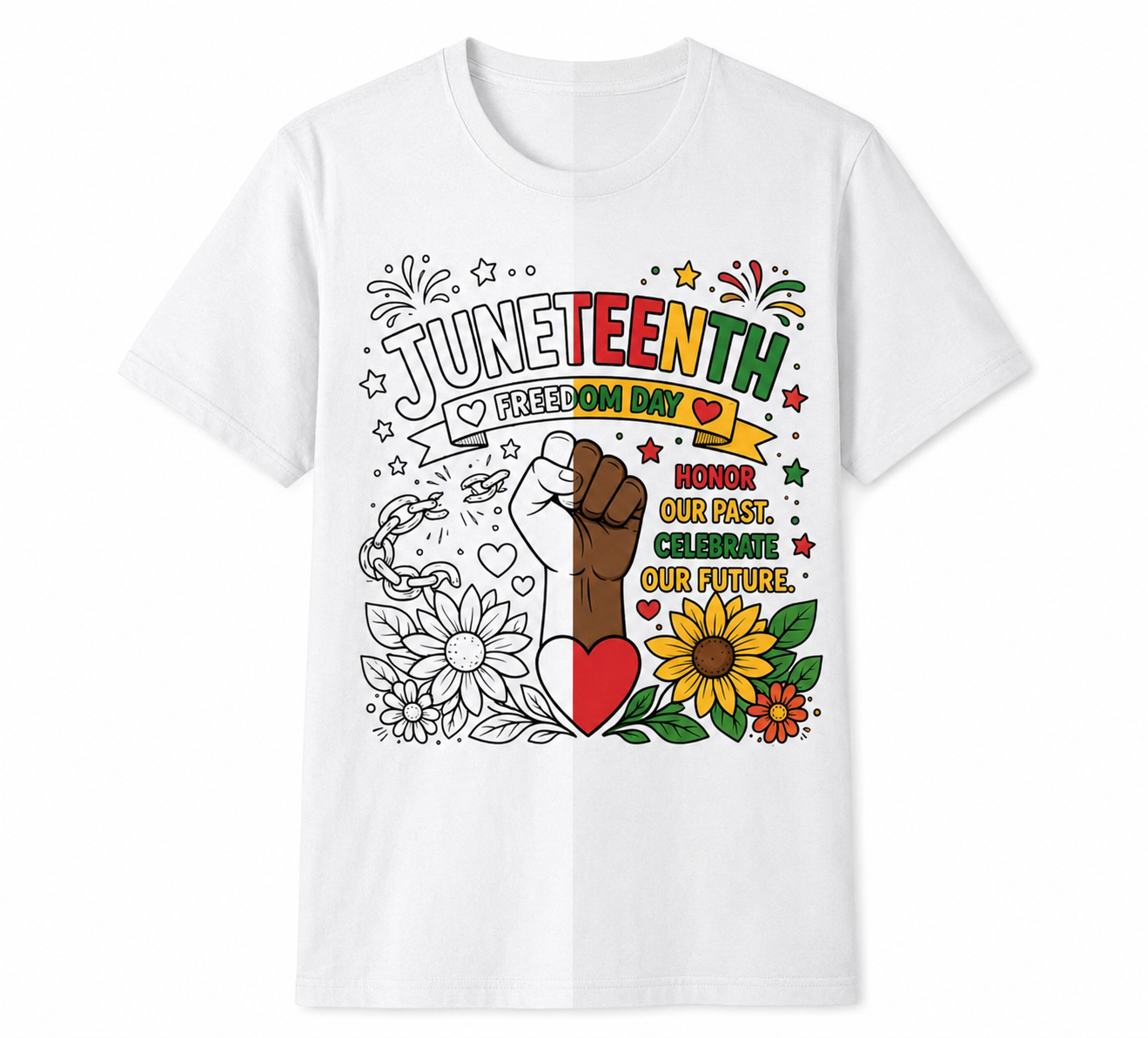 Zabah's Brand Juneteenth Freedom Day Coloring T-Shirt